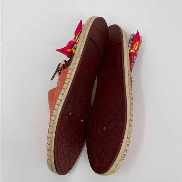 Coach Candice flat espadrille slingback shoes pink floral suede scarf strap 11 - Picture 7 of 7